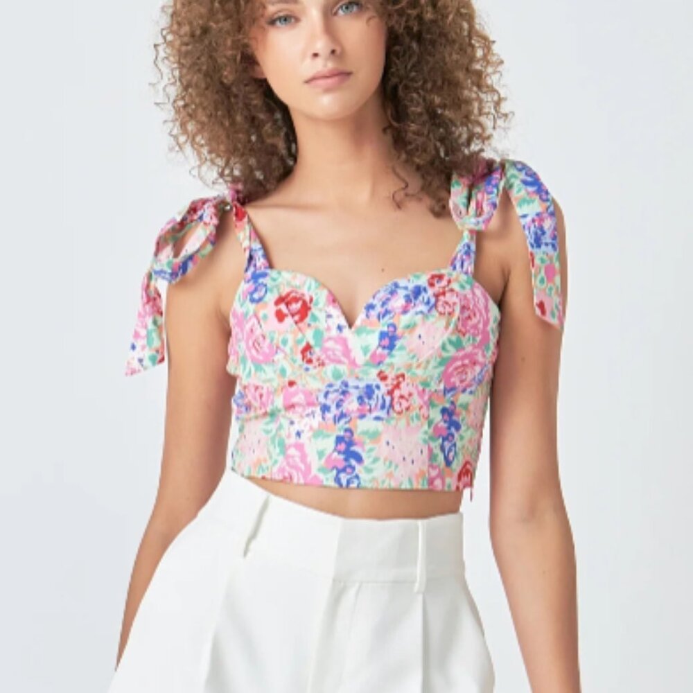 ENDLESS ROSE - Cotton Floral Print Top